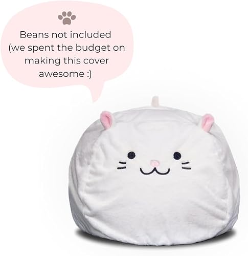 Miniatura 4 de Funda para puf peludo, funda de piel sintética para niños, adolescentes y adultos, 32 x 32 x 18 pulgadas (gato rosa)