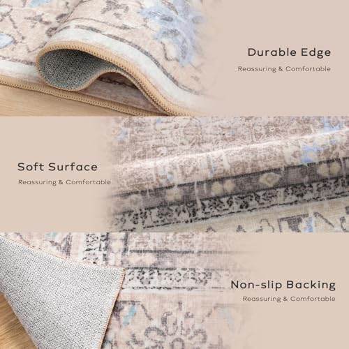 Tapete Ashler Boho Vintage 5x7 Beige Antideslizante miniatura 4