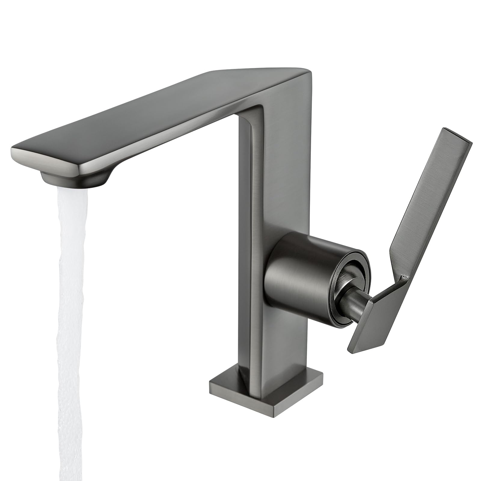 Wasserhahn Bad Grau Waschtischarmatur Armatur Badezimmer Mischbatterie Waschbecken Armaturen Einhebelmischer Waschbeckenarmatur Messing, Kaltes Heißes für Toiletten Oder Gäste WC, Grau Matt