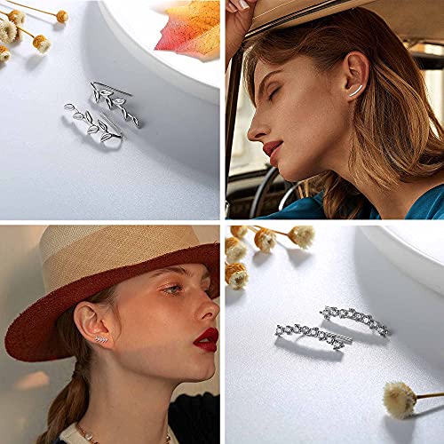Cassieca 9 Pair Ear Cuffs Crawler Earrings For Women Cz Arrow Leaf Ear Climber Earrings Cuff Earrings Set #TOP4