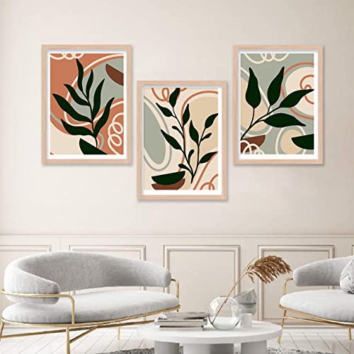 Image of kotart Nature Modern Framed Wall Art for Decoration - Boho Wall Art for Living Room, Bedroom - Big Size Painting Set of 3 (Art 6, 10x13 inch)