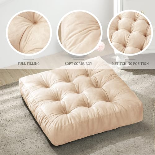 ANT-HOME Floor Pillows, Square Large Pillows Floor Cushion, Floor Pillows for Adults, Meditation Cushions for Sofa Yoga Living Room Outdoor Memory Foam Pillows, 22x22 Inch, Khaki - Image 6