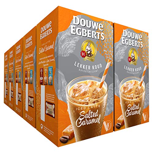 Douwe Egberts Oploskoffie Lekker Koud Iced Latte Salted Caramel, (32 Sachets, IJskoffie, Instant Koffie), 8 x 4 Zakjes - Afbeelding 4