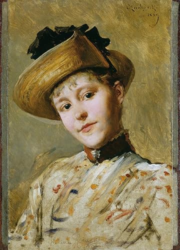 Pintura murales lienzo vintage de 60x90cm retrato de la señora Romer para salón y dormitorio