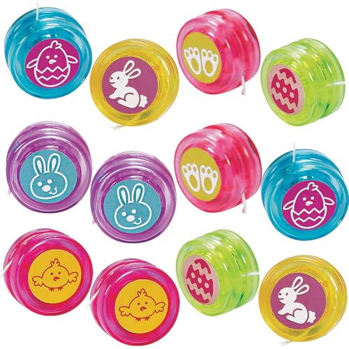 Fun Express - Easter Mini Yo yo for Easter - Value Toys - Yo - Yos - Easter - 12 Pieces - Pink, Purple, Green, Yellow
