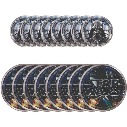 Unique Star Wars Party Supplies | Plates Combo | Serves 8 | Officially Licensed | Plates | Galaxy Theme Dinner & Dessert Plates For Birthday Parties Snack Tables Easy Cleanup