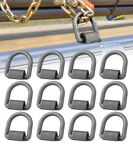 Aupar Heavy Duty 12 000 lbs Weld On Forged D Ring | 1/2 D-Ring with Welding Clip for Trailers and Trucks | 12 Pack