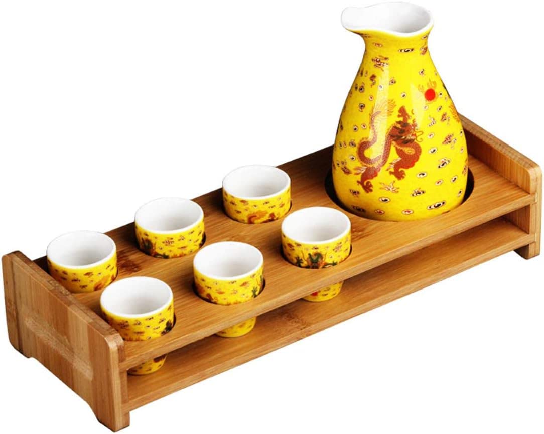 Amazon｜日本酒セット日本棚付き 7 ピース酒カップセット伝統的な磁器