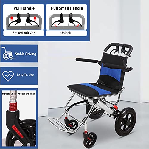 Foldable Wheelchairs, Travel Wheelchairs, Aluminum Alloy Lightweight Portable Transportation Wheelchair Trolleys For Elderly Aircraft Travel (Size : 21.3"X31.9"X39" Inches) #TOP3
