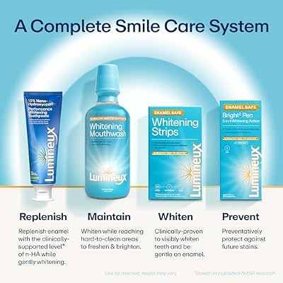 Lumineux Teeth Whitening Bundle | Peroxide-Free Whitening Strips (21 Treatments) + 10% Nano Hydroxyapatite Toothpaste (2 Pack) | Enamel-Safe Whitening Without Sensitivity | Fluoride-Free