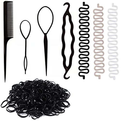 AUXHCYL 229 Stück Hair Styling Aid Set Flechthilfe Haare,Topsy Tail für Haare,Haarstyling Zubehör DIY,Hair Twister Französisch,Hochsteckfrisuren Zubehör Haarstyling Accessoires für Frauen Mädchen Cover