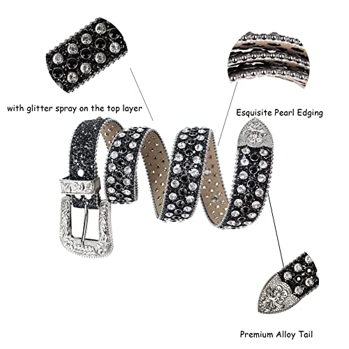 Rhinestone Belt for Men Women,Bling Luxury Western Leather Belts Diamond Cowgirl Cowboy Studded Crystal Belt2