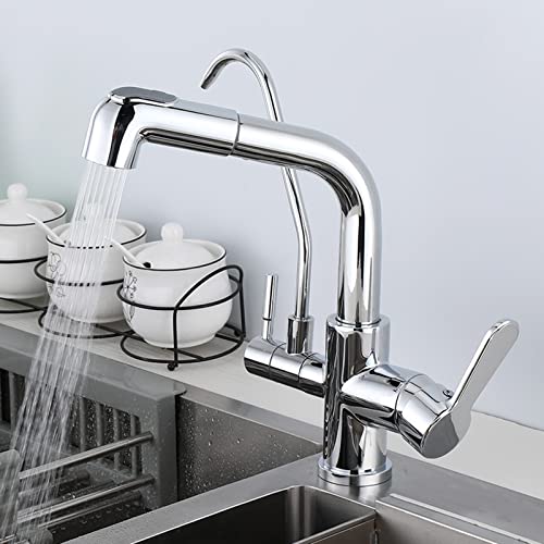 Robinet de cuisine 3 voies en laiton chromé avec douchette extractible - 6
