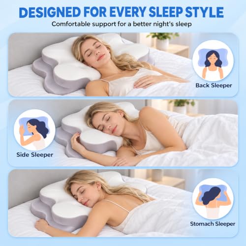 ThamesDream Neck Pillow for Sleeping, 3-Hole Cervical Memory Foam Pillow - image 3