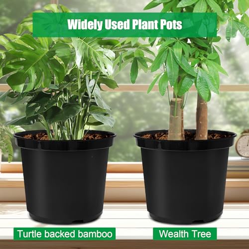 Rootrimmer 5 Gallon Plants Pots, 12 Inch Plastic Flower Pots With Drainage Holes, 5-Pack Round Sturdy Garden Pots For Outdoor Indoor Plants, Deep Nursery Pots For Plants thumb #5