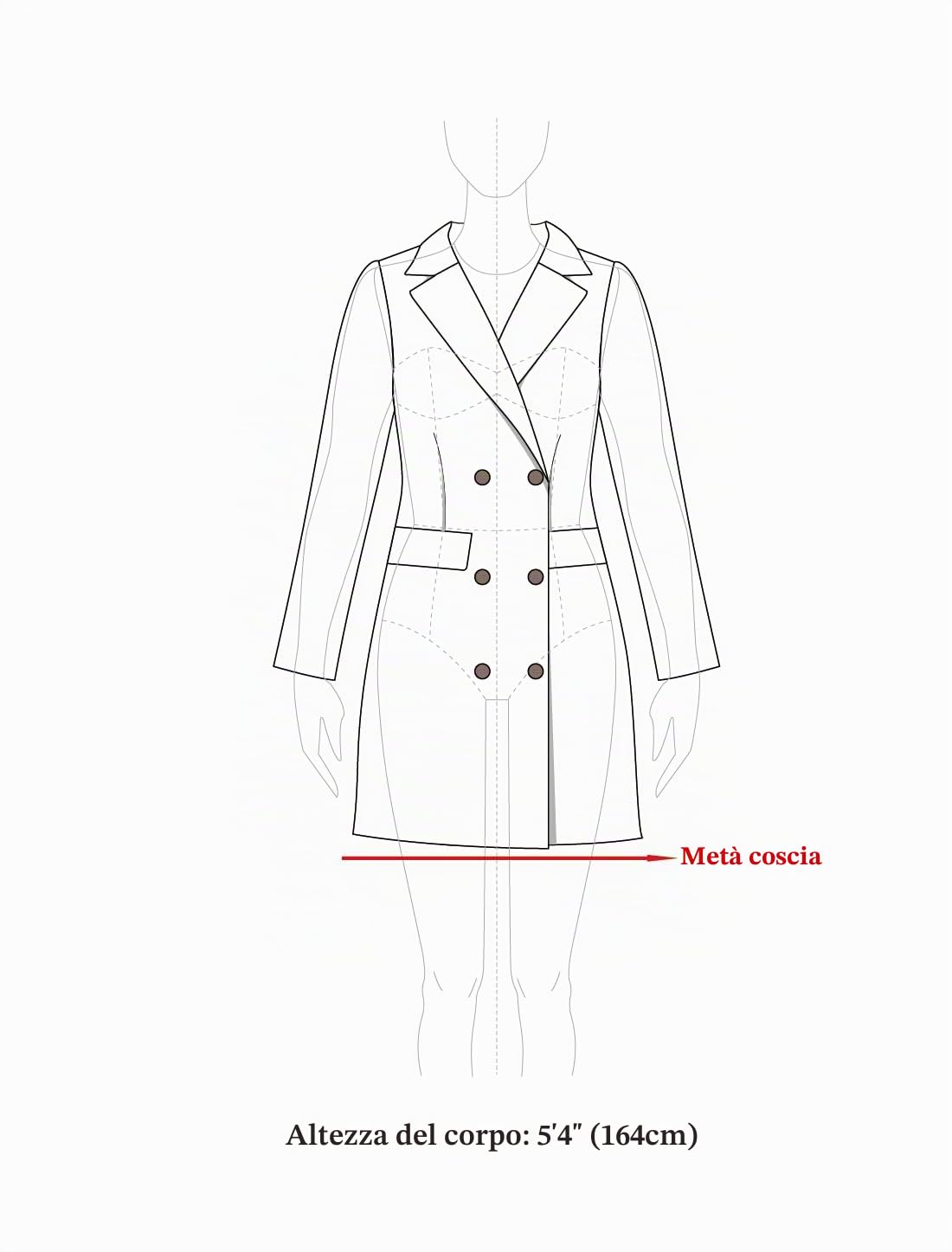Allegra K Cappotto Colletto da Donna con Tasca Cappotti Invernali a Maniche Lunghe a Doppio Petto