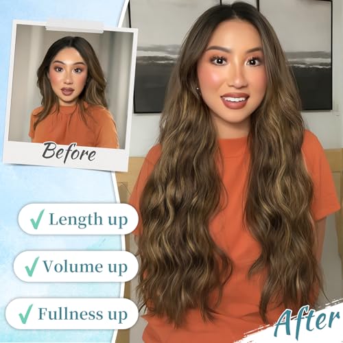Image of KooKaStyle Hair Extensions 16 inch Balayage Chocolate Brown to Caramel Blonde