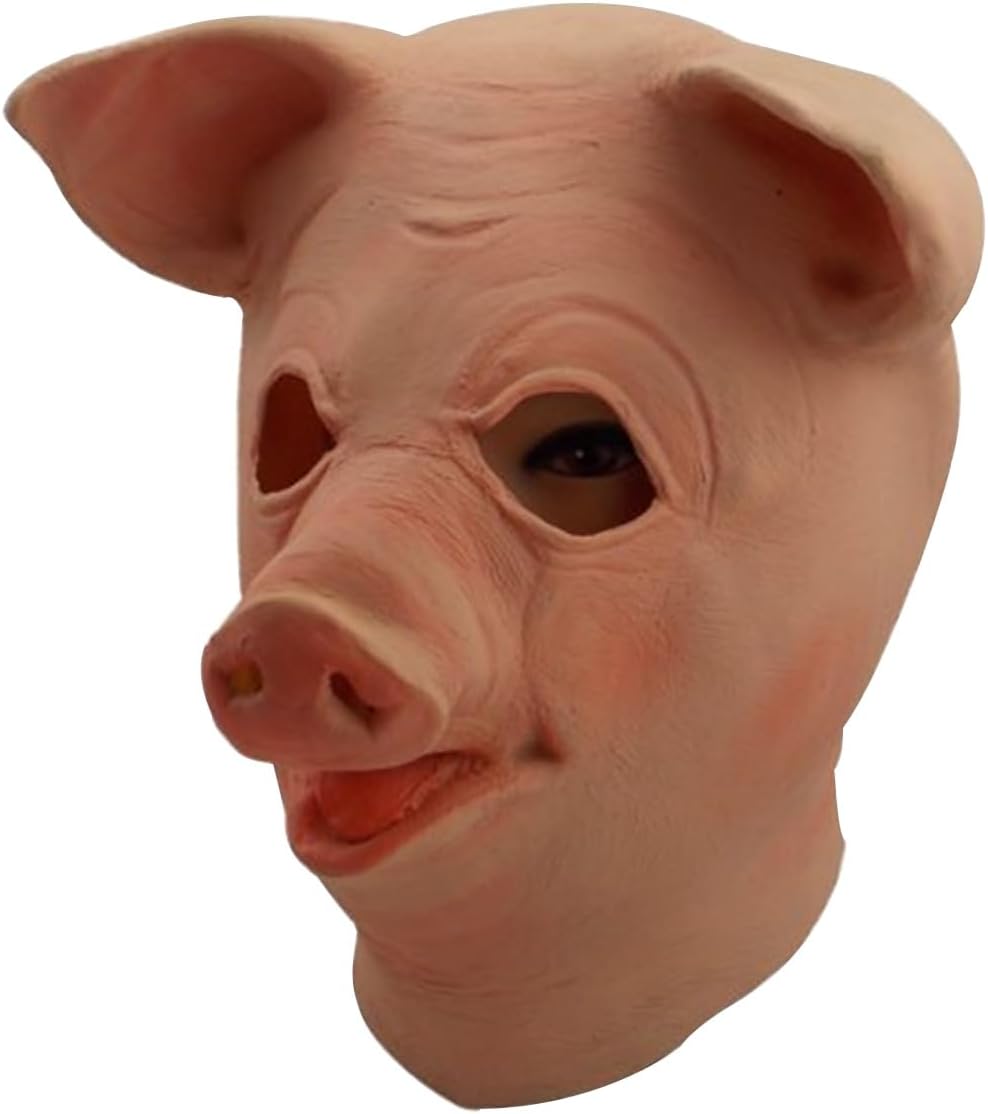 2018 Cute Latex Happy Pig Head Mask Adult Halloween Cosplay Costume Props