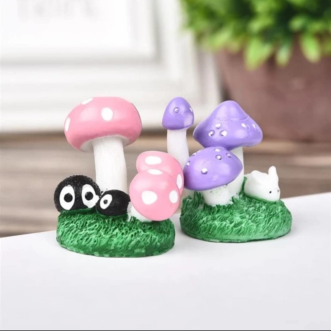 Elevate Collection Miniature Mushroom Snail, Bonsai Home Décor, Miniature Garden décor, Fairy Garden (2 Pcs, Pink & Blue)