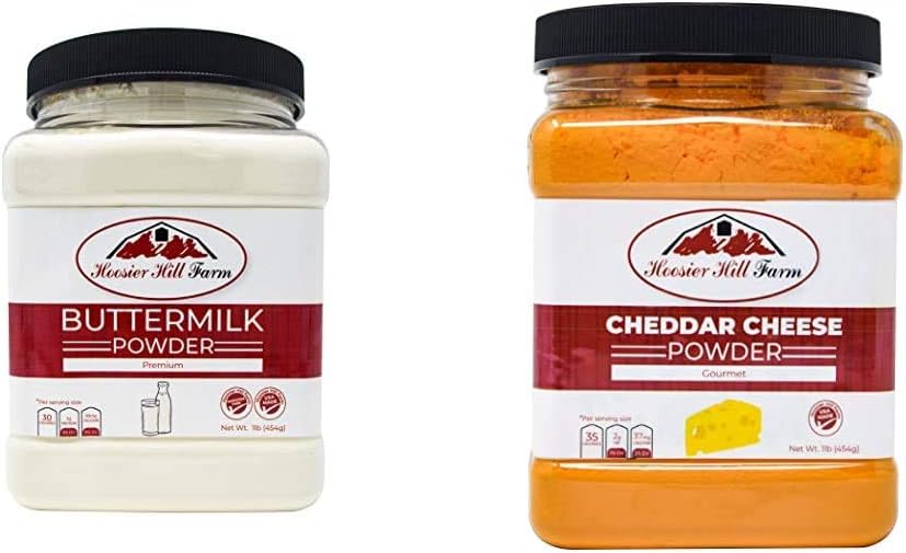 Hoosier Hill Farm Buttermilk Powder, 1 Pound & Gourmet Cheddar Cheese Powder, 1 Pound