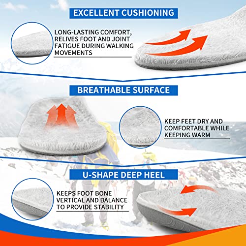 Arch Support Orthotic Insoles Winter Full Length Warm Soft Comfortable Shoe Inserts for Men Women Relief Plantar Fasciitis Flat Foot & Heel Pain Gray4