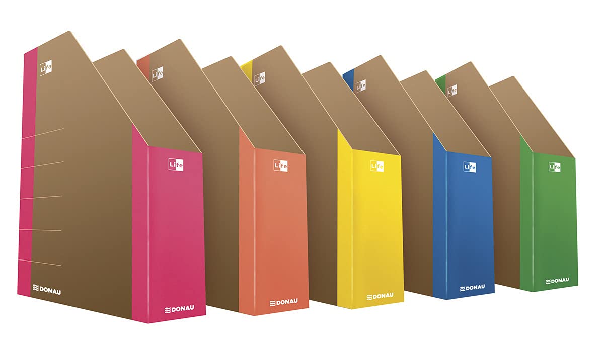 DONAU LIFE 3550001FSC-12 Porte-revues en carton/carton – Orange | Jusqu'à 500 feuilles pour le bureau, l'école et la maison pour ranger des documents