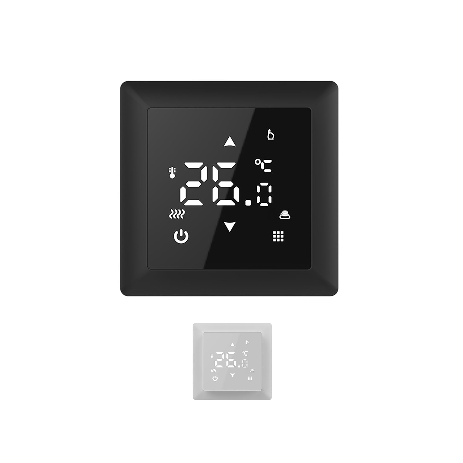 Calefacción eléctrica por suelo radiante para azulejos: Estera calefactora de dos núcleos WARMON Classic 150 W/m² con termostato TS 100 Serie Smart WiFi Touch, termostato: TS100 Non WiFi negro, tamaño