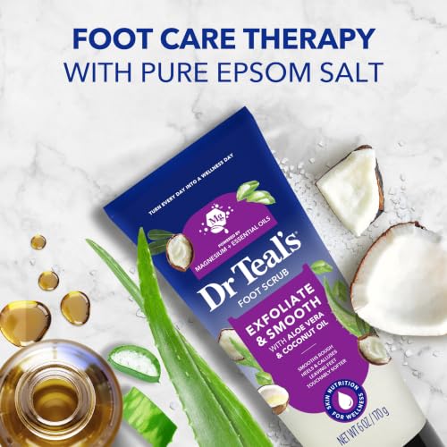 Dr Teal's Softening Foot Scrub with Pure Epsom Salt, Aloe & Coconut Oil, 6 oz - image 4