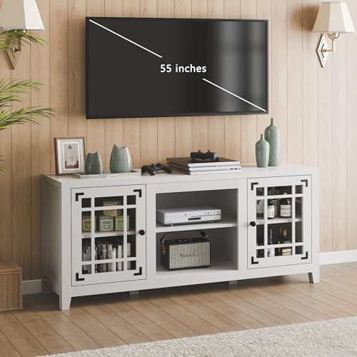 TRONLEE 58'' TV Stand, Entertainment Center for Living Room, Media Console Table with Open Shelf Cabinet, for TVs up to 60 Inches