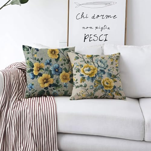 Housses de coussin de décoration intérieure et extérieure lin fleur