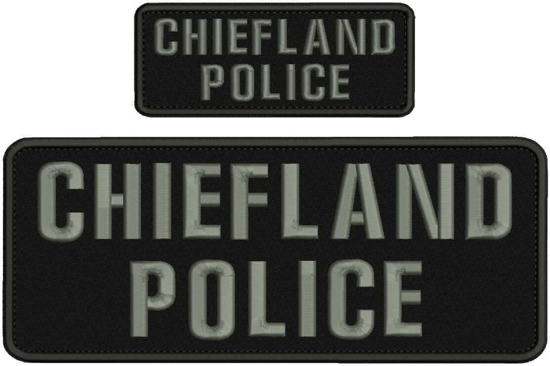 Special Patches for Velcro Patches for Uniform for Chiefland Police Embroidery Patches 4X10 and 2x5 Hook Grey Letters Model-Q-X988-3862