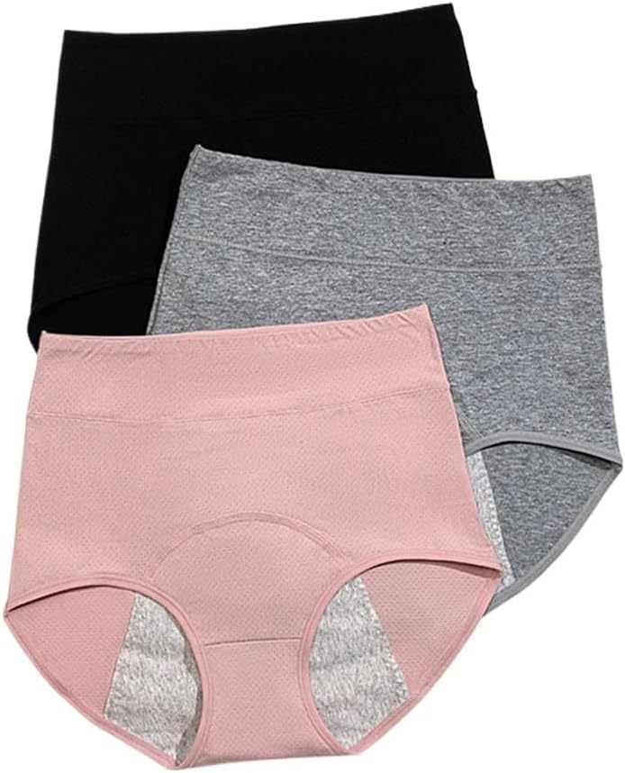 [ジービーヒング] 横漏れ防止綿クロッチ付き女性用生理パンツ、ハイウエスト、