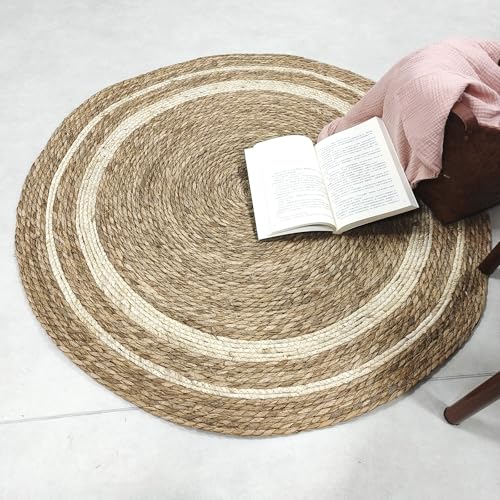 MOVEBO ﻿ Round Braided Jute Area Rug, Natural Brown, 40