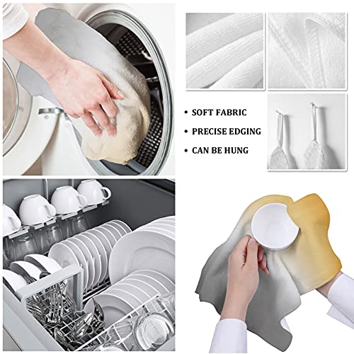 Image of Yellow Grey Kitchen Towels,Yellow Grey Ombre 16x28 Inches Soft Kitchen Dish Cloth,Cotton Tea Towels /Bar Towels /Hand Towels,(1 Pack)