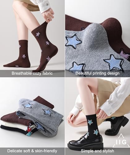 Image of IIG Women's Fashion Cute Cotton Socks Novelty Funny Above Ankle Crew Socks Holiday Gifts for Women 4 /5 Pairs