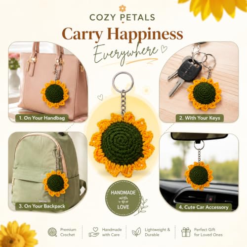 Image of Handmade Crochet Keychain Flower Design