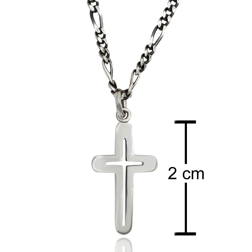 Collana girocollo da uomo ragazzo in argento 925 nero antico,catena grumetta con pendente a forma di croce crocifisso