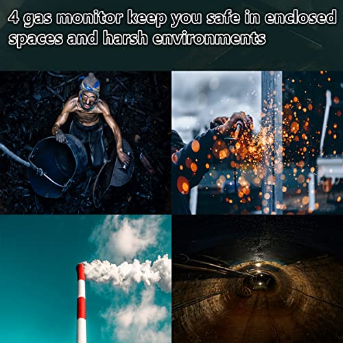 HAOKESITE 4 Gas Monitor Rechargeable Portable Gas Detector H2S O2 CO and LEL Multi Gas Monitor Professional Gas Sniffer with LCD Display Sound Light Vibration Alarm Mode. by HAOKESITE - Image 6