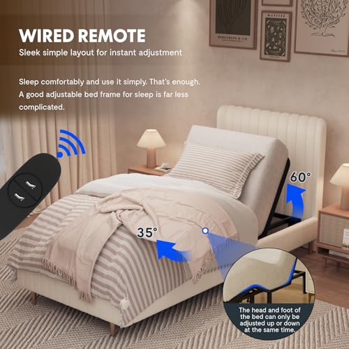 Image of FLEXISPOT Twin XL Adjustable Bed Frame Base & 12'' Gel Memory Foam Mattress