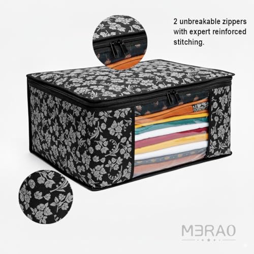 Image of Non-Woven Wardrobe Organizer Bags (Set of 3, Multicolor) | Heavy-Duty Strong Zipper Clothes Storage Covers | Foldable Dust-Proof Closet & Bedroom Organizer for Sarees, Blankets & Seasonal Garments