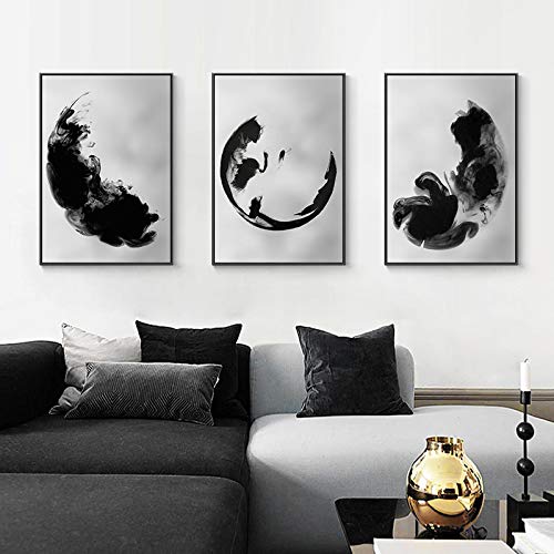 Art mural abstrait à l'encre chinoise pour créer une ambiance zen et élégante dans votre salon