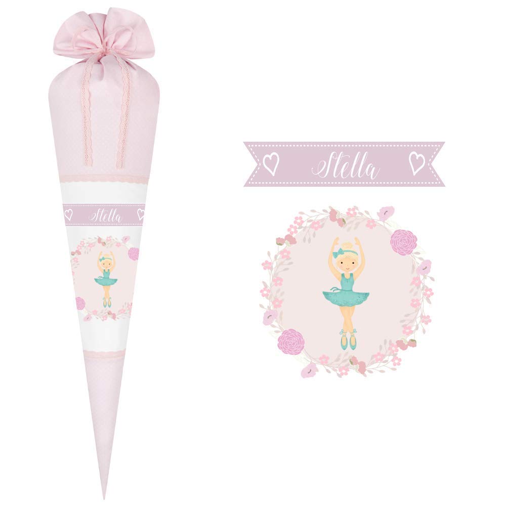 Ballerina Schultüte mit Namen aus Stoff 70cm groß
