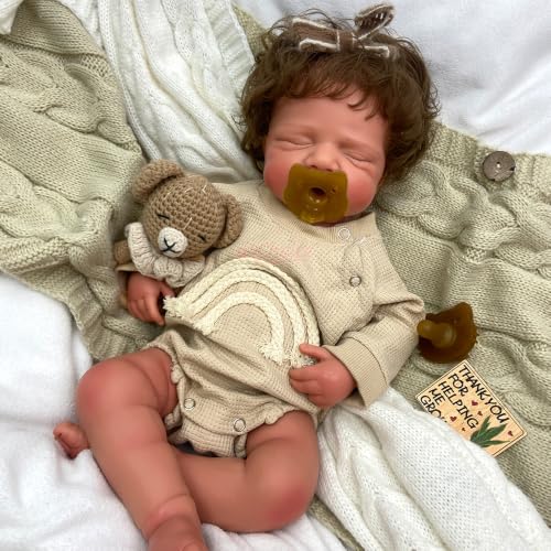 URMLHNRZ Muñecos bebés Gemelos de Silicona de Cuerpo Completo (20 Pulgadas) (Tan,Boy)