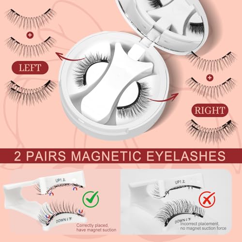 Higu clace Magnetic Eyelashes with Applicator Daily Wear Reusable Magnetic Eyelashes Natural Look No Glue Needed Magnet Lashes Soft with Applicator Easy to Apply and Remove（MB) — view 3