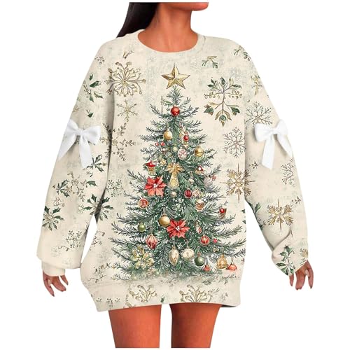 Christmas Jumpers Women Oversized,Funny Christmas Tree Printed Jumper Plus Size Novelty Xmas Sweatshirts Graphic Shirts Autumn Winter Pullover Tops Blouse Ugly Xmas Jumpers Ladies