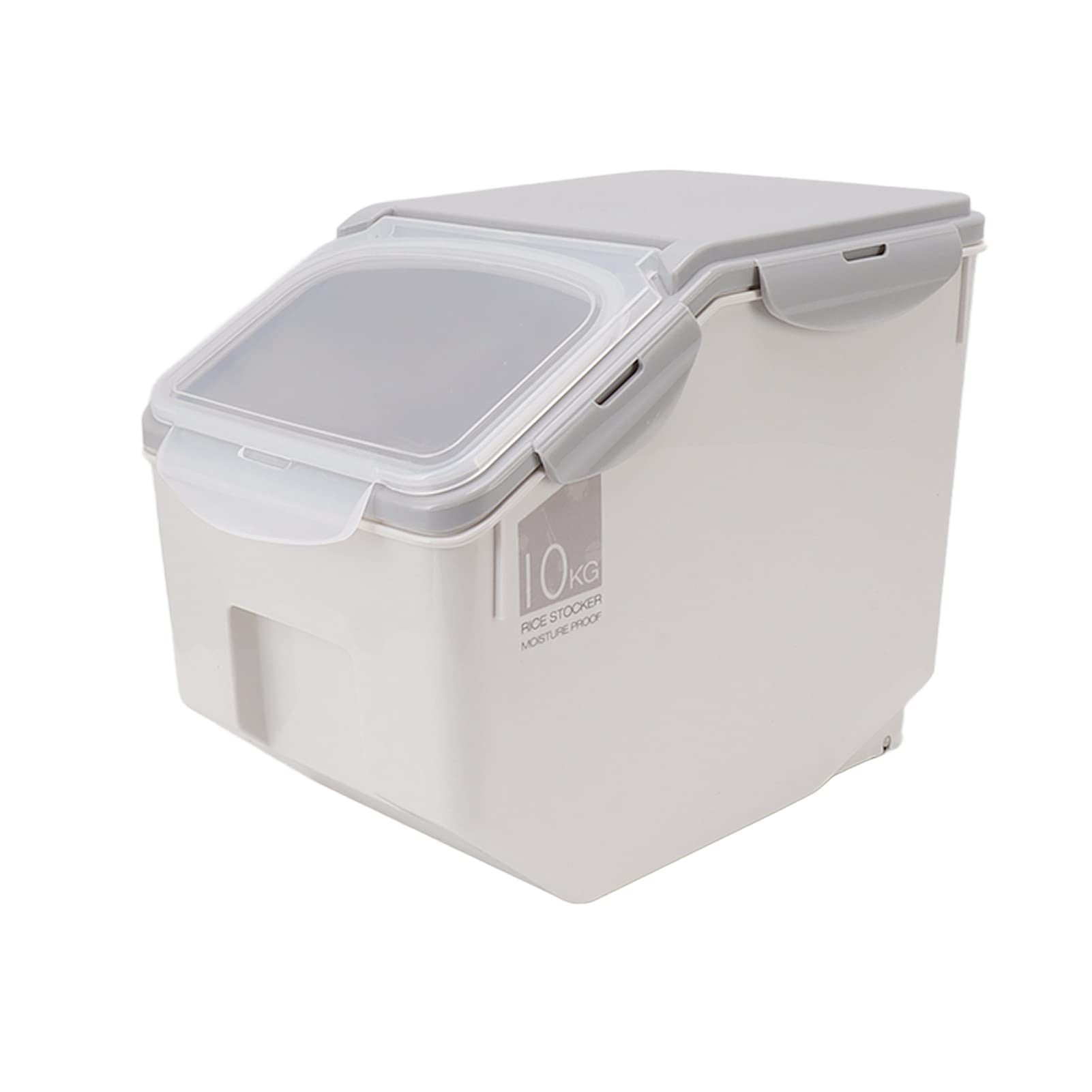 Contenitore per Riso con Misurino Chiusura Ermatica Organizzatore Design Salvaspazio (Grigio 10KG)