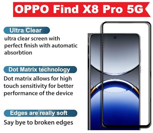 Image of Designed for OPPO Find X8 Pro 5G Tempered Glass Screen Protector Guard (Black) Full Screen Coverage with Easy Installation Kit OPPO Find X8 Pro Glass Guard (Black)