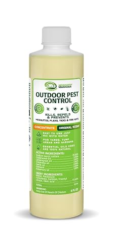 Mosquito Magician Liquid Concentrate Kills Mosquitoes, Fleas & Fire Ants, Repels and Prevents Ticks Essential Oil Yard Treatment Spray for Sprayers, Foggers & Misting Systems 6 oz, Original