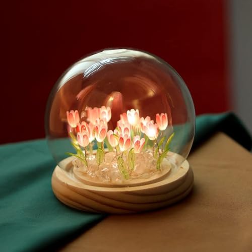 Kingcoo Diy Tulip Night Light Handmade Furniture Decoration Simulation Flower Bedroom Sleeping Table Lamp Children Girl Couple Friends Gift Atmosphere Decoration Desk Ornament (20 Flowers) #TOP5