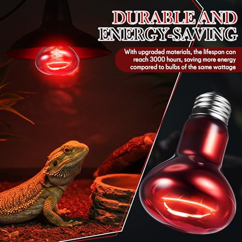 Image of VIHOSE 6 Pack 75 W Reptile Heat Bulbs Red Heat Lamp Bulb Infrared Lamp Red Basking Light Bulbs for Reptiles, Bearded Dragon, Lizard, Tortoise, Chickens, Leopard Gecko, Amphibian, Pets